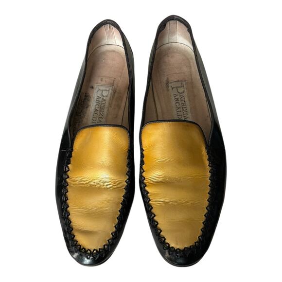 Vintage 80’s PATRIZIA PANCALDI Black & Gold Soft Leather Loafer Two Tone size 7 - Picture 6 of 12
